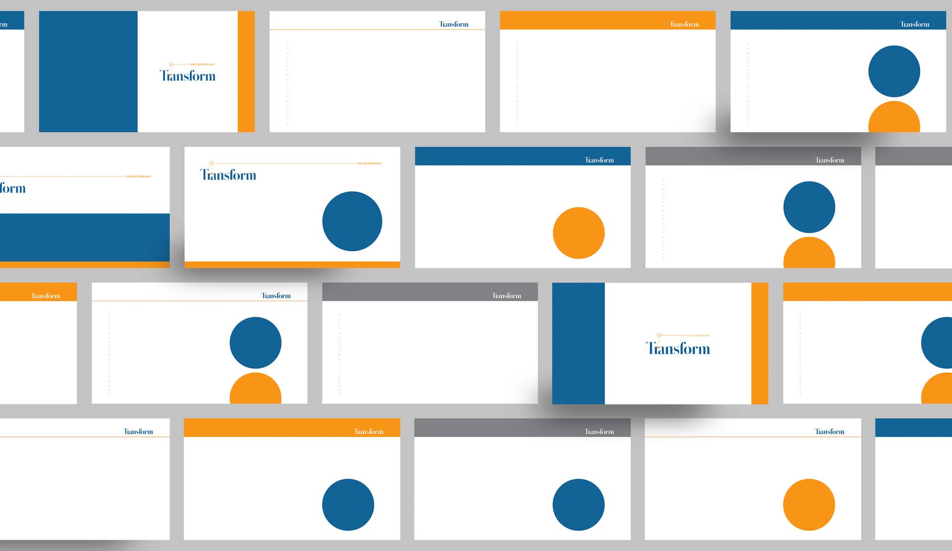 Selected slides from Transform's presentation templates