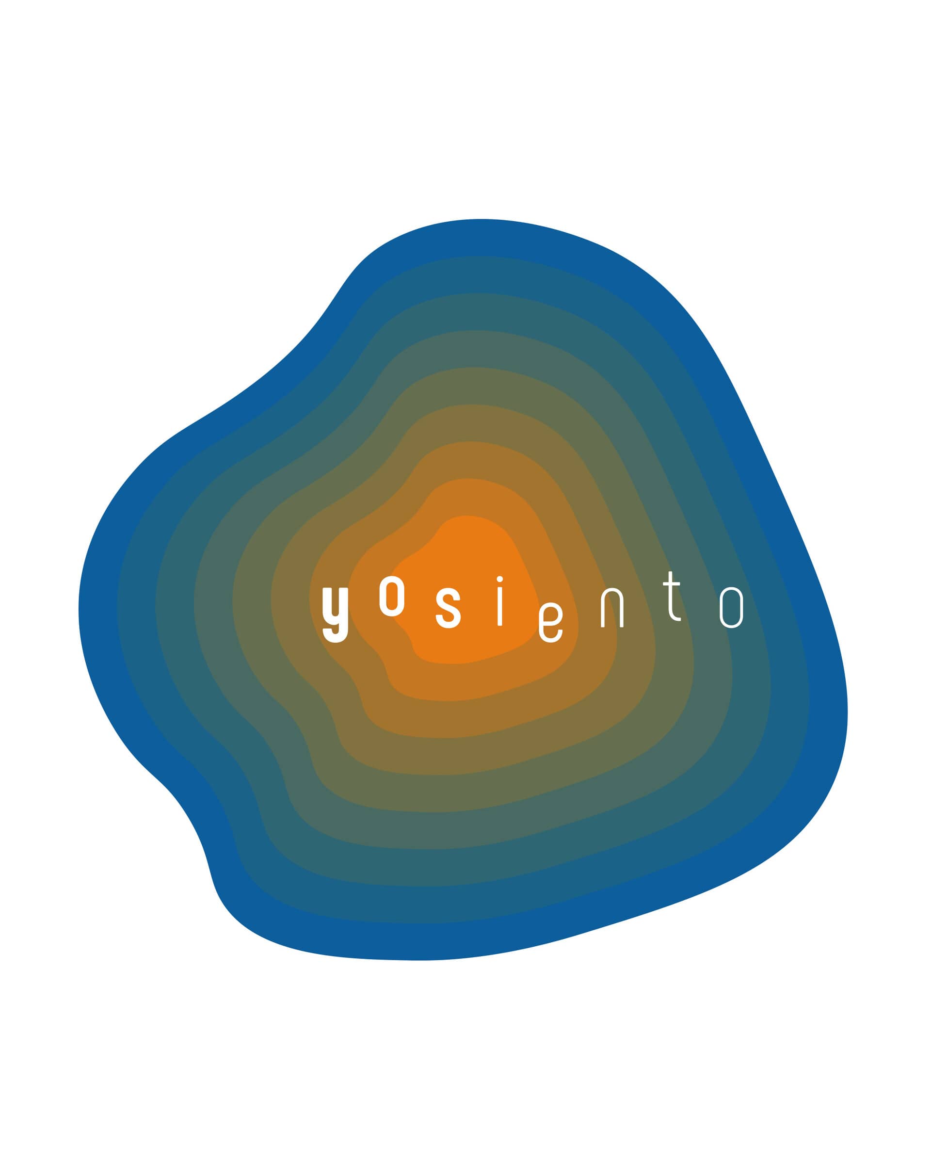 Yosiento logo in a orange-to-blue organic shape container