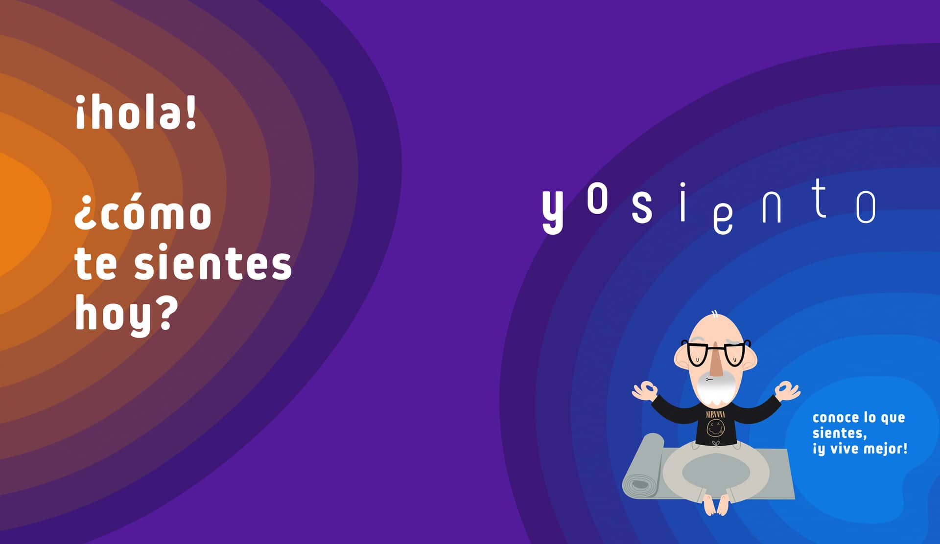 Yosiento layout with headlines, FEO character illustration and logo